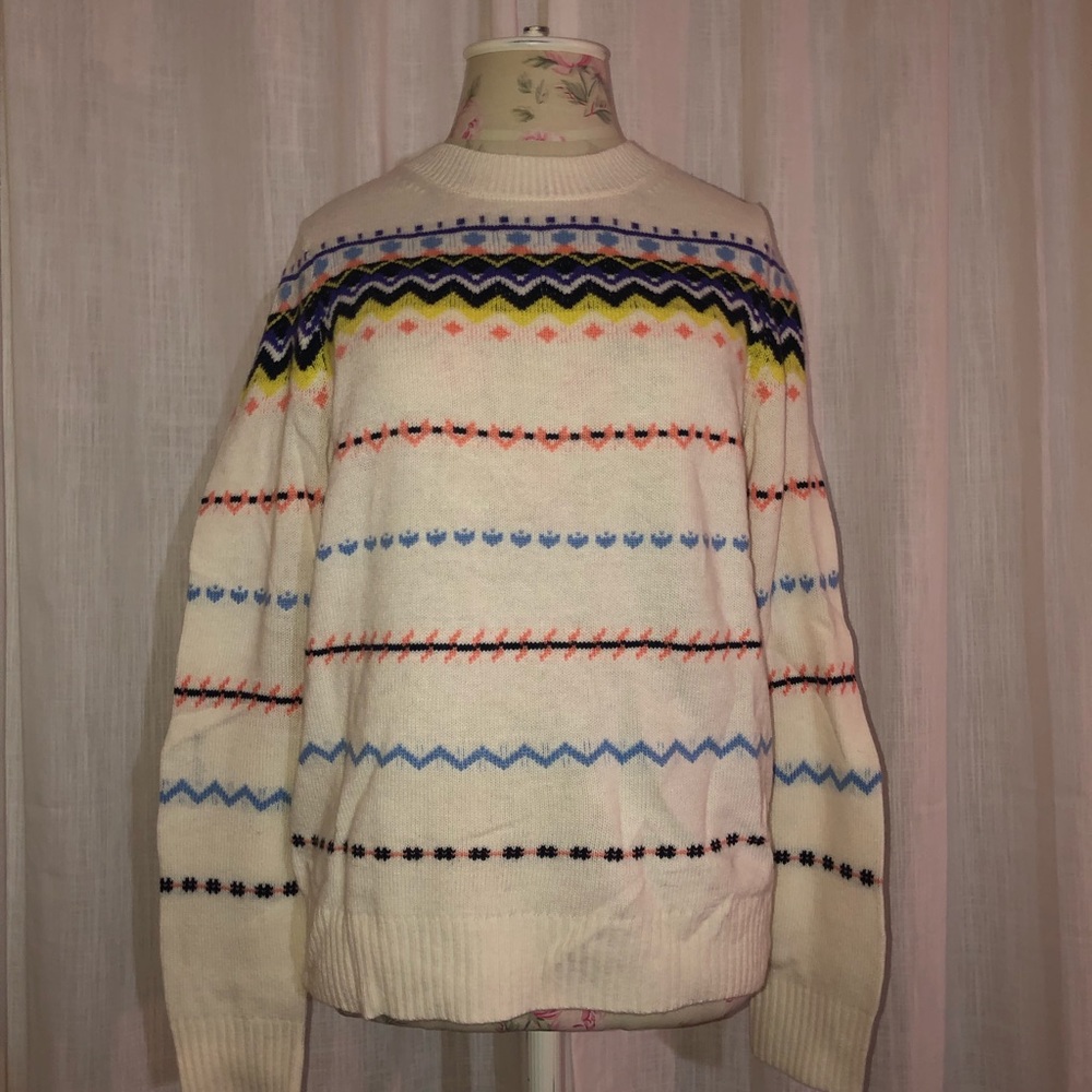 J. CREW FACTORY ZIGZAG FAIR ISLE SWEATER